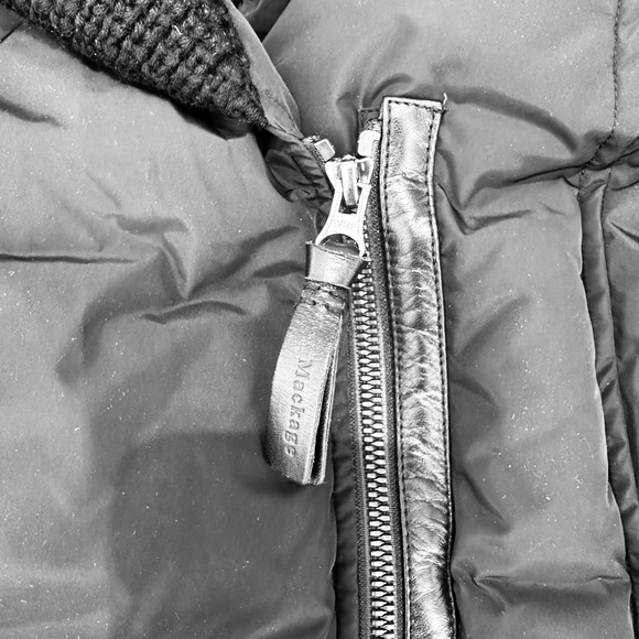 Mackage black down coat, leather trim, S (Troya) - Picture 5 of 6